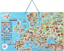 Woody Magnetic Map of Europe with Pictures and Game 3 in 1