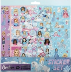 Winterstickers voor meisjes – set met vlakke en 3D-stickers