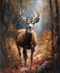 Diamant schilderen Hert in het bos 30 × 40 cm
