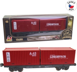 Red container wagon for model railway 25 cm