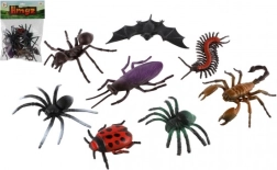 set van 8 kunststof insectenmodellen (7–12 cm) in zakje