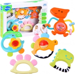 Set van 5 rattels en bijtringen Dinosaurussen