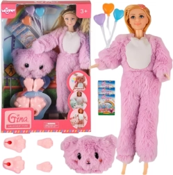 Woopie Royal pop in kostuum van een roze beertje – ontspanningspark