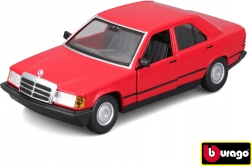 Modèle de voiture en métal Bburago 1:24 Plus 1987 Mercedes-Benz 190E rouge