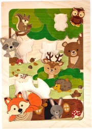 Hess houten puzzel vos en bosdieren, 32 stukjes (21 × 30 cm)