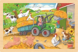 GOKI Houten puzzel Kleine tractor 24 stukjes
