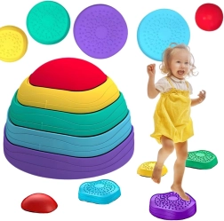 Parcours d’équilibre sensoriel – pierres colorées pour enfants, 5 pcs