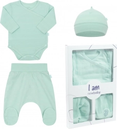 3-delige newborn set NEW BABY I AM, mint, maat 62 (3–6 maanden)