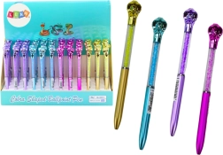 Ballpoint pen with cobra and glittering rhinestones, blue refill 0.7 mm