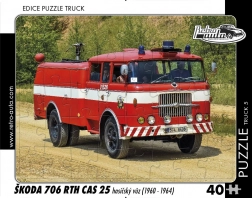 Retro auto-puzzel Škoda 706 RTH CAS 25 brandweerwagen 40 stukjes