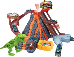 racebaan vulkaan met kleurveranderende auto