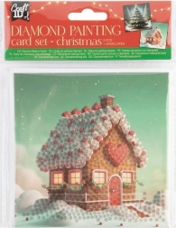 Diamant schilderen – kerstkaart Peperkoekhuisje en kerstboompje 13×13 cm