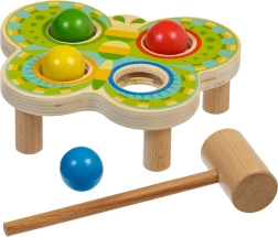 Wooden Hammering Toy Butterfly with 4 Colorful Balls