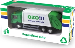 Metalen vuilniswagen met OZO-logo