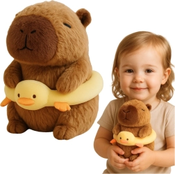 Pluchen capibara met opblaasbare eendenzwemband 20 cm