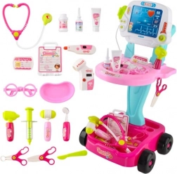 Kids’ Doctor Playset with Trolley – Pink, 18 Pieces