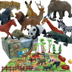 Woopie safari – set figuren met scenische ondergrond, 24 st.