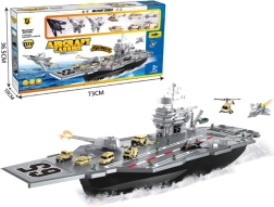 Military aircraft carrier with fighter jets