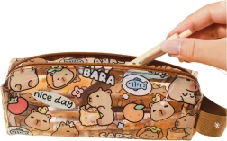 Small Transparent School Pencil Case Capybara 19cm