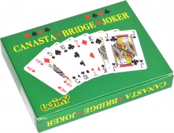 Speelkaarten voor Canasta in een papieren doosje