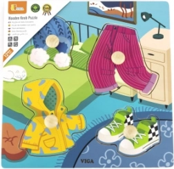 Viga houten puzzel met knopjes kleding