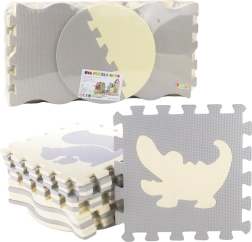 Soft EVA foam puzzle mat playpen, beige and gray, 25 pieces