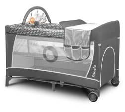 Reisbedje en speelpark 2-in-1 LIONELO Flower – Grijs