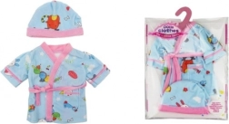 Blauwe badjas met muts voor poppen 40-45 cm