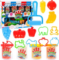 Klei-set fruit en dieren, 4 potjes