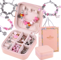 Set of beads in a jewelry box for making your own necklaces
