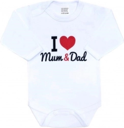 Baby cotton long-sleeve bodysuit I Love Mum and Dad, size 56
