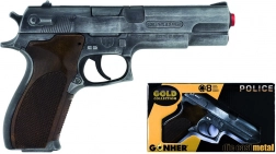 Pistolet de police Gold Edition argenté en métal 8 coups