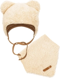 New Baby Teddy Bear Winter Baby Set, Hat and Scarf, Beige