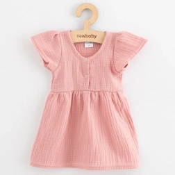 Robe en mousseline pour bébé New Baby, rose 80 (9–12 mois)