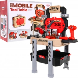 Kinderwerkbank 2-in-1 – koffer en werktafel – Rood