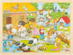 Goki houten puzzel Kinderzoo 48 stukjes