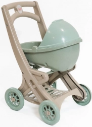 Poppenwagen van EKO-materiaal groen-beige DOLONI