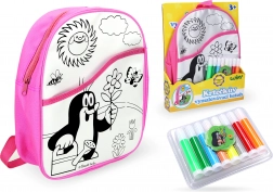 Coloring Backpack Pink with Little Mole, 30 cm and 8 Markers