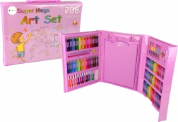 roze creatieve koffer 208-delig voor kinderen