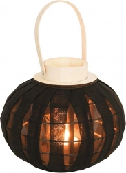 Houten zwarte lantaarn voor kaars 22 cm