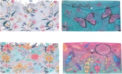 Plastic documentenmap met drukknoop 35 × 25 cm – mix van motieven