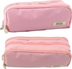 Trousse scolaire rose à deux compartiments