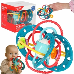 Sensory teether–rattle for babies, turquoise