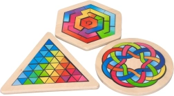 Houten mozaïekpuzzel cirkel 16 stukjes goki