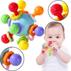 Colorful Sensory Teething Ball with Rattle for Babies