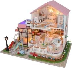 miniature dollhouse cute villa with LED lighting