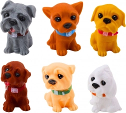 Set of Cute Puppy Figures, Rubber, 6 pcs