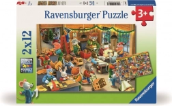 Ravensburger puzzel Kerstmagie in de speelgoedfabriek 2x12 stukjes