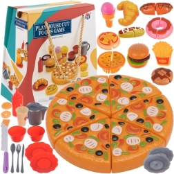 Kinderset fastfood met pizza met klittenband, burger en accessoires, 42 stuks