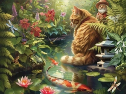 Puzzle Cat and Koi 275 Pieces XL